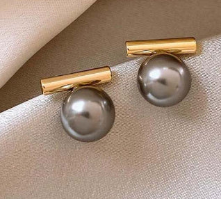 Metal Pearl Stud Earrings